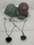✨💚🖤 Collier Cœur – Aventurine Verte ou Obsidienne Noire