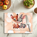 🌿🦌 Bambi & Panpan – Planche à découper en verre
