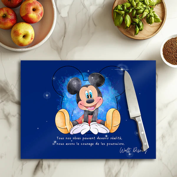 ❤️🐭 Planche à découper Mickey Classique – Verre 20 × 28,5 cm