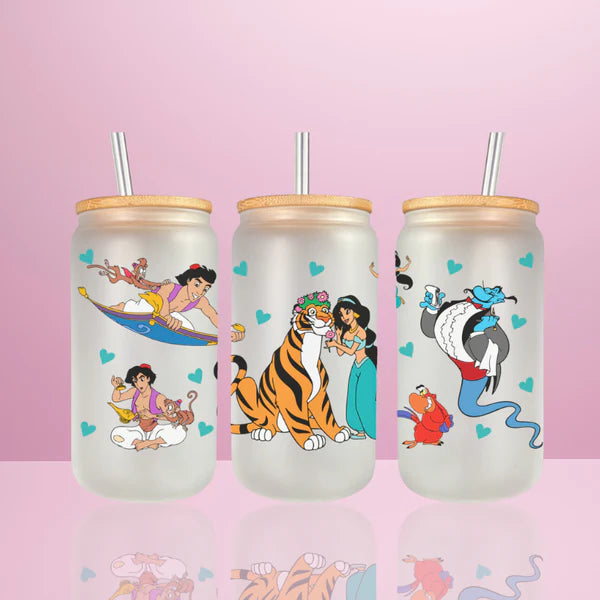 🌙✨ Aladdin – Verre Givré avec Couvercle – 470ml – Personnalisable