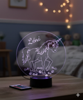 🦄✨ Lampe Illusion 3D Licorne & Fleurs