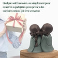 🌟 Statuette – Duo de Bébés Bouddhas Bonzes Chuchotant