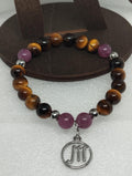 ♏✨ Bracelet Astrologique Scorpion – Œil de Tigre & Lépidolite ✨♏