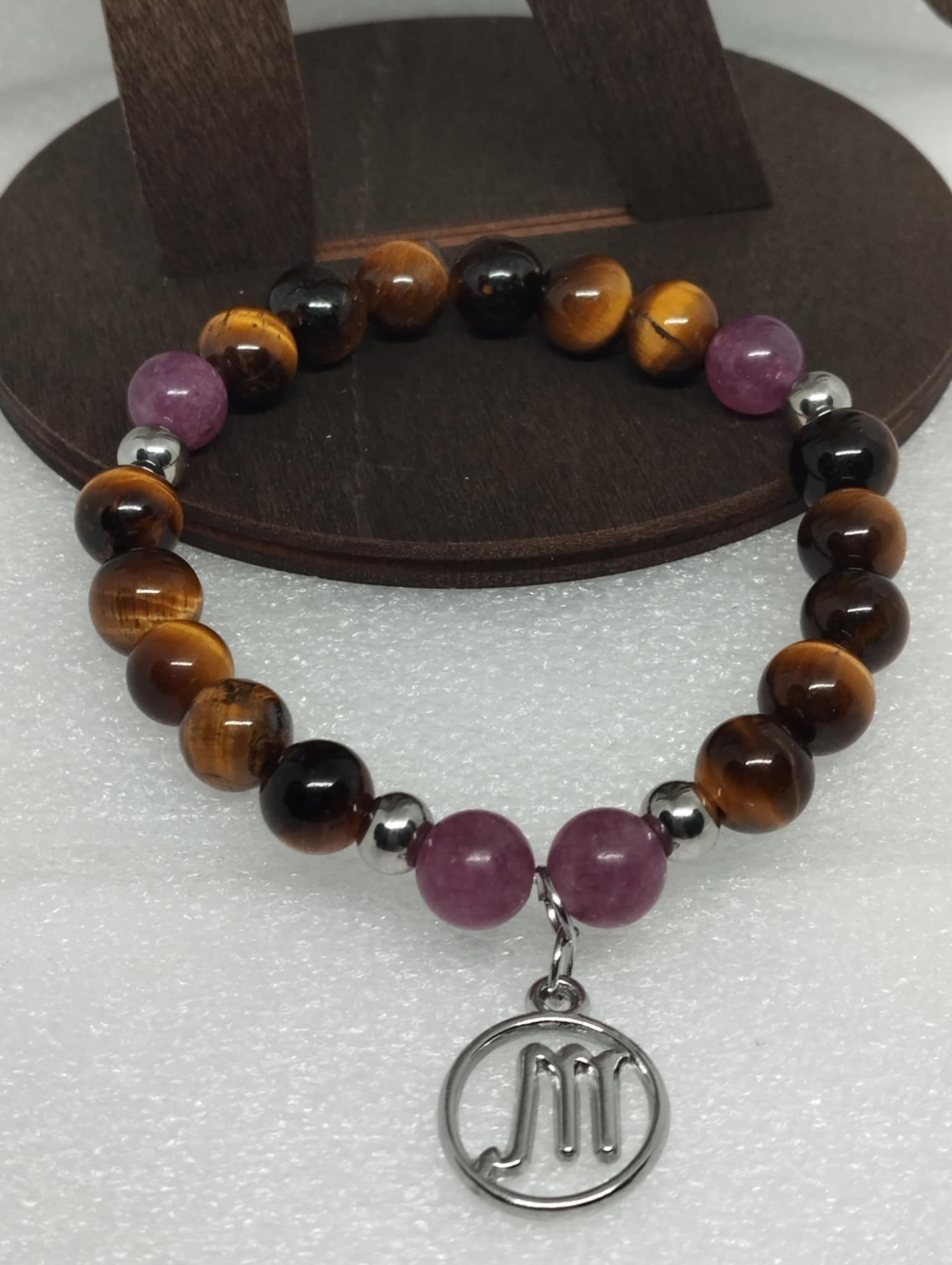 ♏✨ Bracelet Astrologique Scorpion – Œil de Tigre & Lépidolite ✨♏