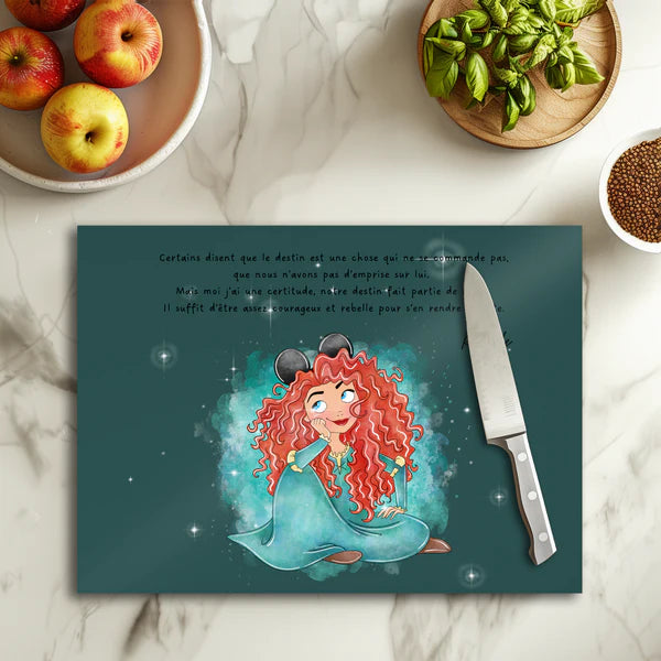 🏹🔥 Planche à découper Rebelle Esprit des Highlands – Verre 20 × 28,5 cm