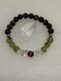 Bracelet en Préhnite, Œil de Tigre & Cristal de Roche