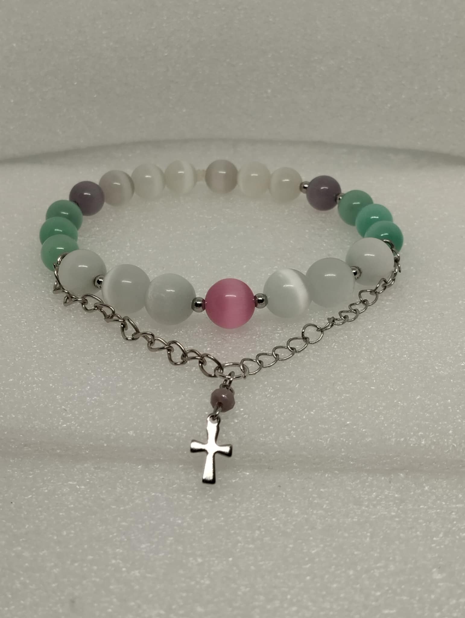 ✨🖤 Bracelet Œil de Chat & Croix