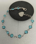 💙✨ Bracelet Cœur avec Chaîne en Zircon Bleu Turquoise