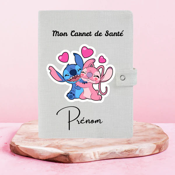 💙💗 Stitch x Angel – Protège Carnet de Santé Personnalisable