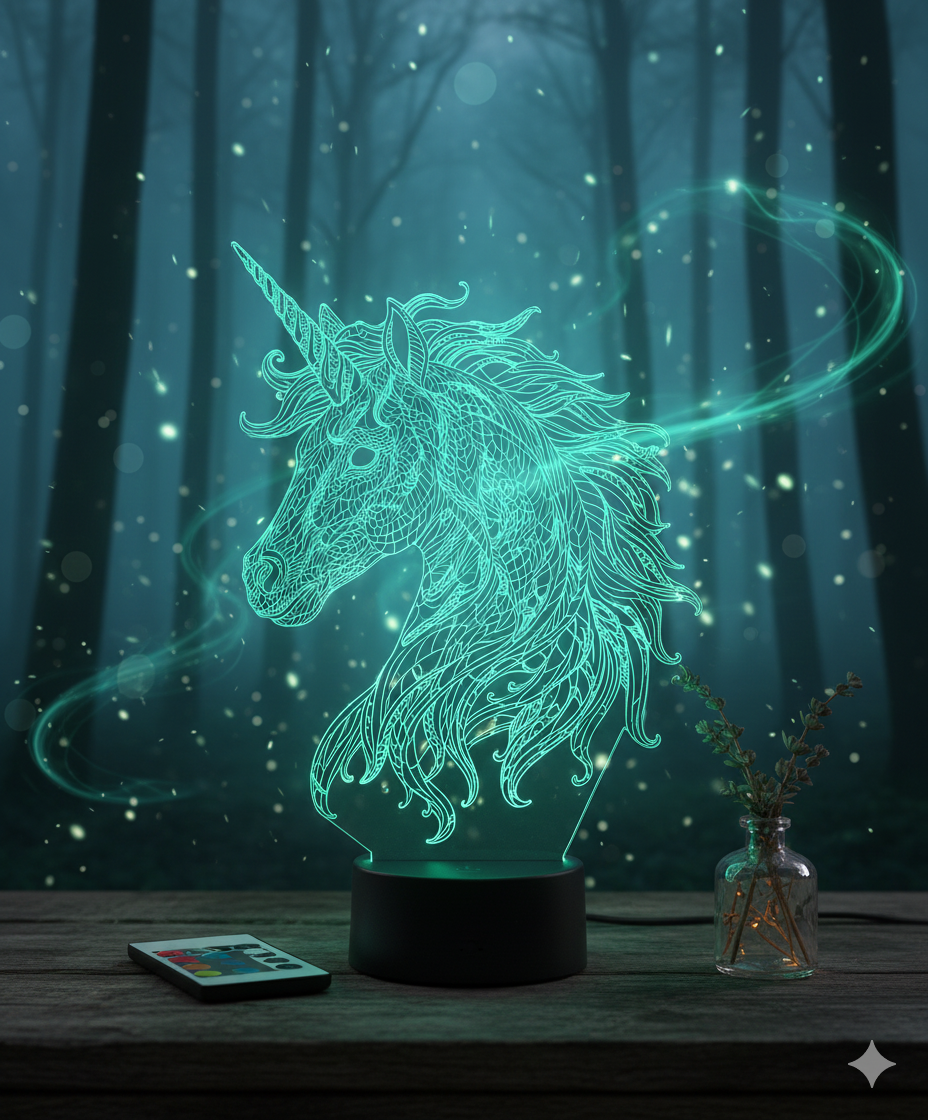 🦄✨ Lampe Illusion 3D Licorne de Profil