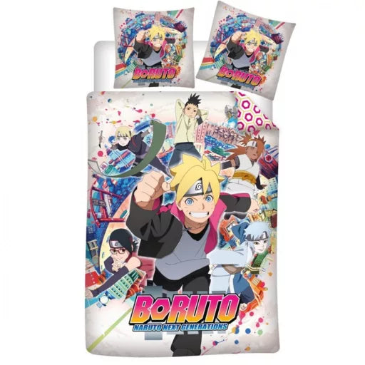 ⚔️ Housse de couette Boruto Ninja Squad – 140×200 cm + taie 63×63 cm