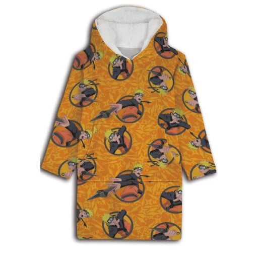 🌀 Poncho polaire Naruto Shuriken – Adulte – 85 × 85 cm