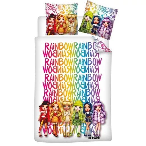 🌈 Parure de lit Rainbow High Magic – 140×200 cm + taie 65×65 cm