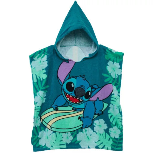 🏄♂️👽 Poncho de plage – Disney Lilo et Stitch : Chien Star Surf – 100 % coton – 60 × 120 cm