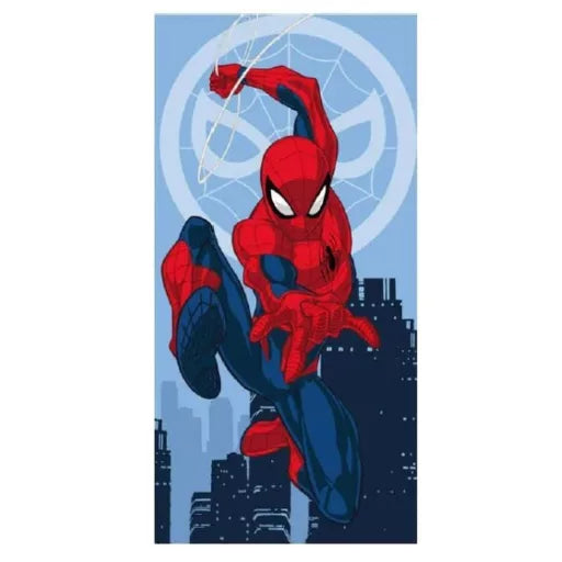 🕷️🌆 Serviette de bain/plage Spider‑Man Over the City – 70 × 140 cm (séchage rapide)