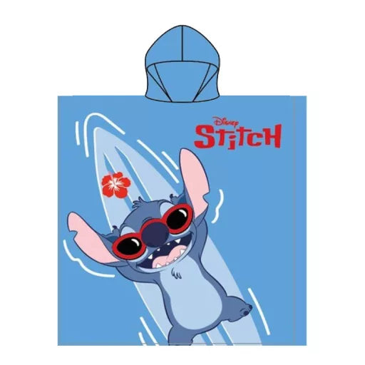 🌊👽 Poncho de plage – Disney Lilo et Stitch : Lagon Paresseux – séchage rapide – 55 × 110 cm