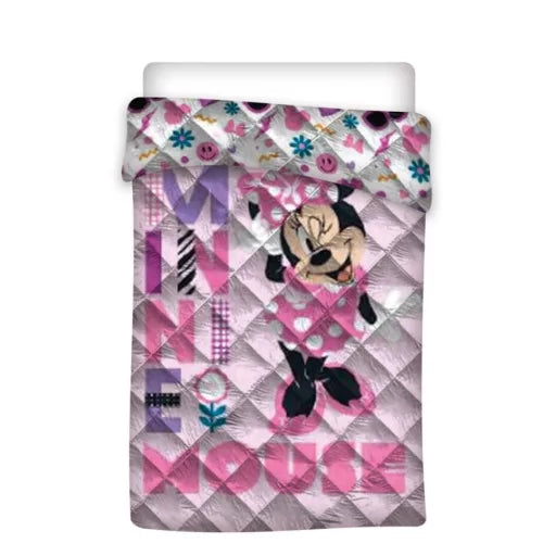 🎀💗 Couvre‑lit matelassé Disney Minnie rose – 140 × 200 cm