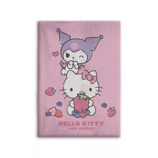🍓 Couverture polaire Hello Kitty – Fruits – 100 x 140 cm