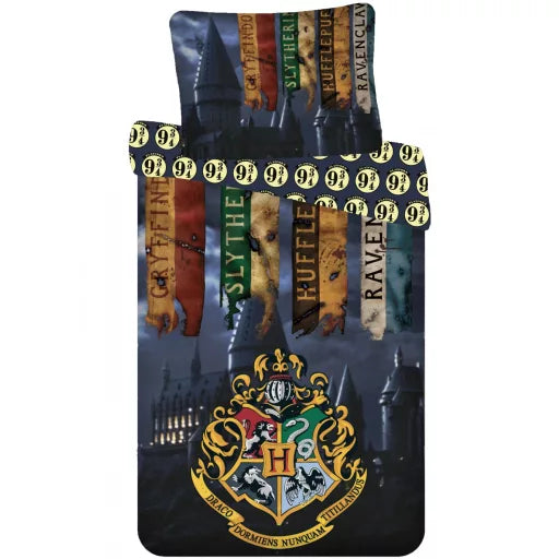 🏰 Parure de lit Maisons Harry Potter – 140×200 cm + taie 70×90 cm