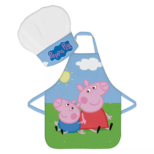 🐷 Ensemble enfant 2 pièces – Peppa Pig « Field » – Tablier + Bonnet
