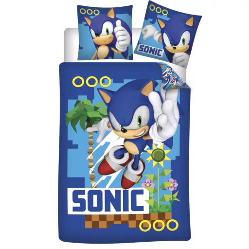 💨 Parure de lit Sonic the Hedgehog Coin Chase – 140×200 cm + taie 70×90 cm