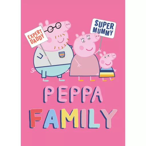 🐷 Couverture polaire rose – Peppa Pig, Famille Peppa – 100 x 140 cm