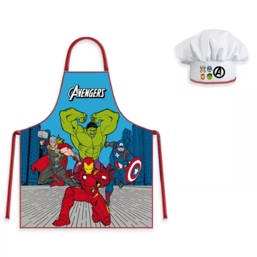 💥 Ensemble enfant 2 pièces – Avengers « Style BD Classique » – Tablier + Bonnet