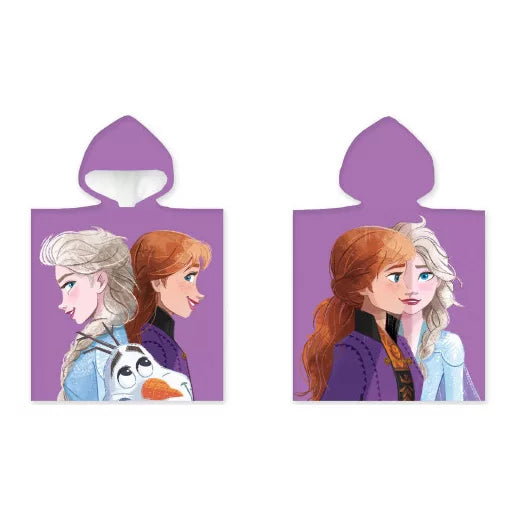 ❄️💜 Poncho de plage – Disney La Reine des Neiges – violet – 100 % coton – 50 × 100 cm