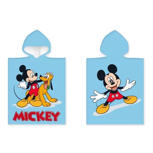 🐶🎈 Poncho de plage – Disney Mickey &amp; Pluto – 100 % coton – 50 × 100 cm
