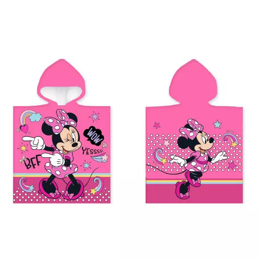 🎀👯♀️ Poncho de plage – Disney Minnie : BFF – 100 % coton – 50 × 100 cm
