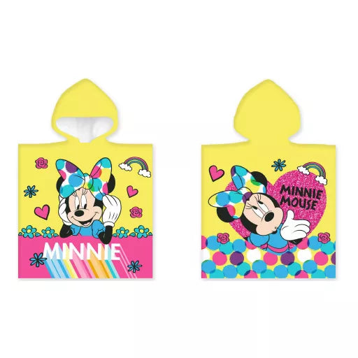 🎀🌞 Poncho de plage – Disney Minnie Jaune – 100 % coton – 50 × 100 cm