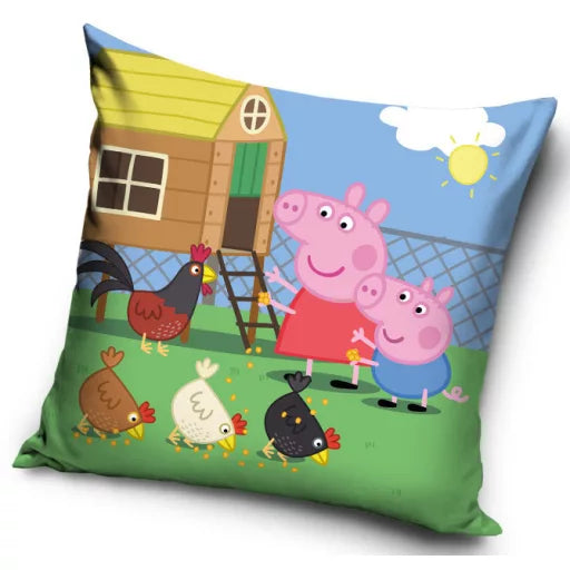🐷🍽️ Taie d’oreiller – Peppa Pig Feed – 40x40 cm – effet velours – coussin inclus
