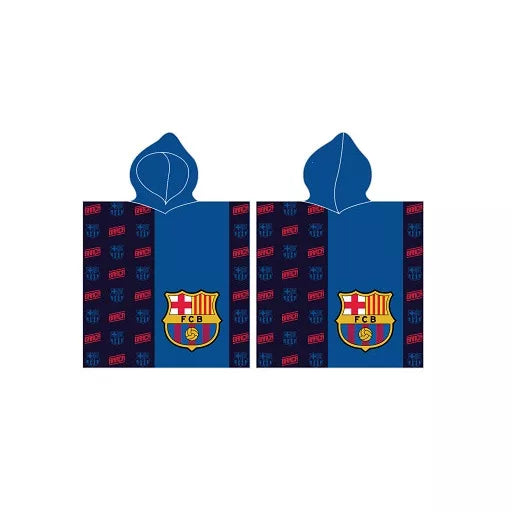 🔴🔵 Poncho de plage – FC Barcelone – 100 % coton – 60 × 120 cm