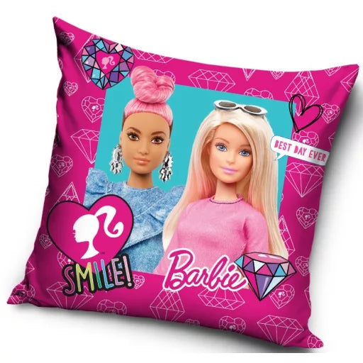 💖😊 Taie d’oreiller – Barbie Smile – 40x40 cm – effet velours – coussin inclus