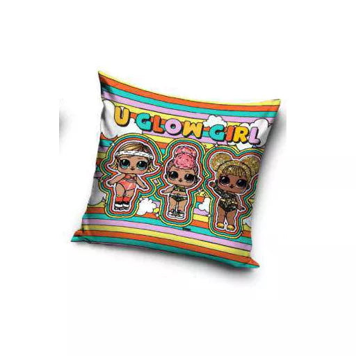 🌟🎀 Taie d’oreiller – LOL Surprise Glow Girls – 40x40 cm – coussin inclus