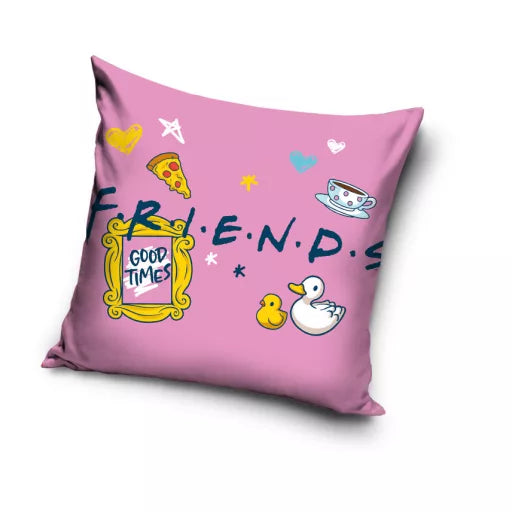 🎈 Taie d’oreiller – Friends Good Times – 40x40 cm – effet velours – coussin inclus