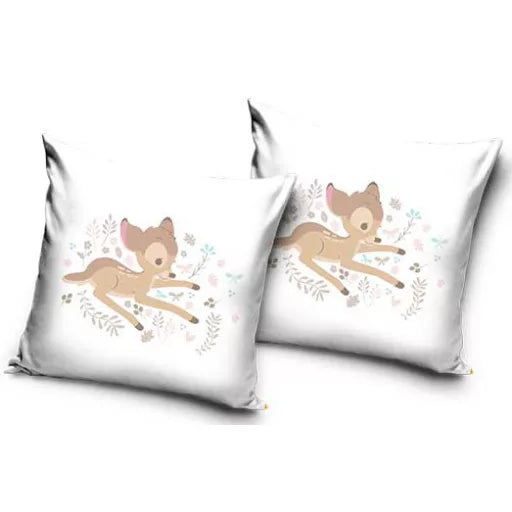 🌸🦌 Taie d’oreiller – Disney Bambi Meadow – 40x40 cm – effet velours – coussin inclus