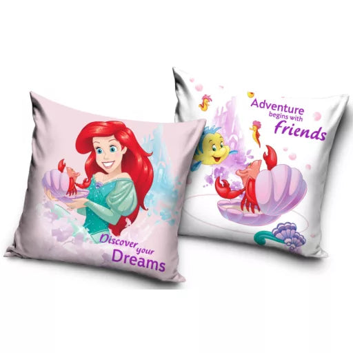 👑🔍 Taie d’oreiller – Disney Princesses Discover – 40x40 cm – effet velours – coussin inclus