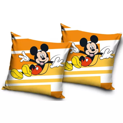 🧡🐭 Taie d’oreiller – Disney Mickey Orange – 40x40 cm – effet velours – coussin inclus