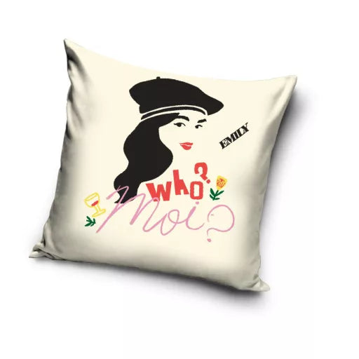 🗼💋 Taie d’oreiller – Emily in Paris Moi – 40x40 cm – effet velours – coussin inclus