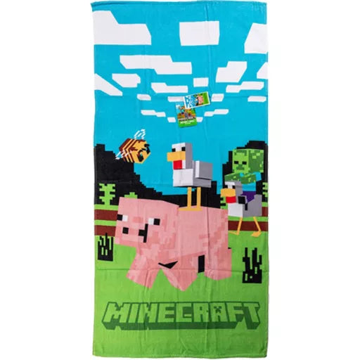 🐷 Serviette de bain Minecraft – Piggy Ride