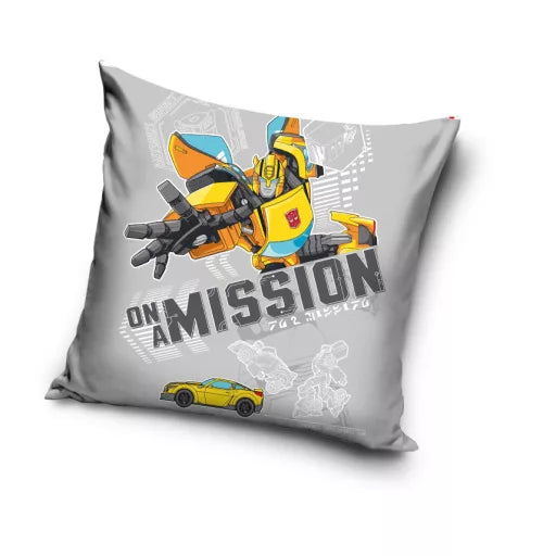 🚀 Taie d’oreiller – Transformers Mission – 40x40 cm – effet velours