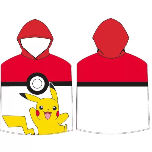 ⚡🎒 Poncho de plage – Pokémon : Pokéball – 100 % coton – 50 × 115 cm