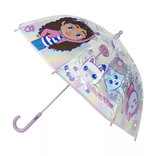 🐱☔ Parapluie transparent enfant Maison de poupée Gabby – Cat‑titude – Ø 71 cm