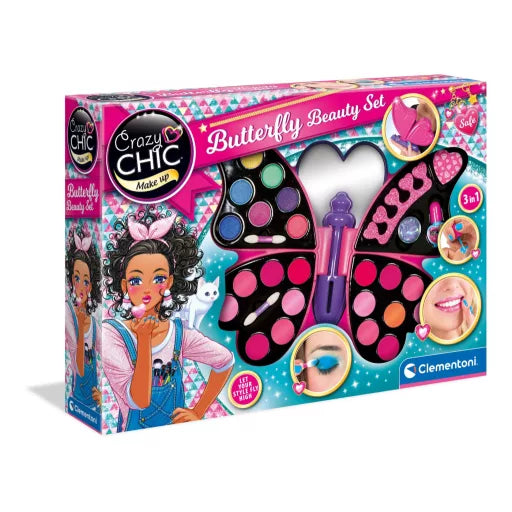 🦋💄 Coffret de beauté – Crazy Chic Butterfly – Clementoni – 48 × 35 cm