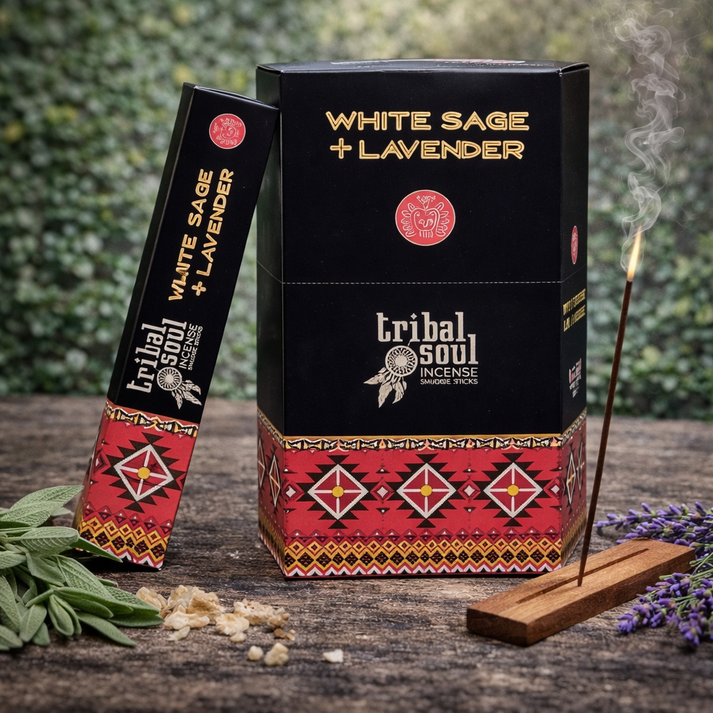 💜🌿 Encens Bâtons Tribal Soul – Sauge Blanche & Lavande (15 g)