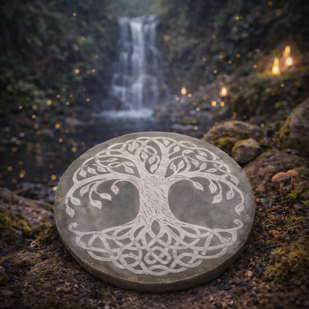 ✨🌙 Plaque de Sélénite – Arbre de Vie (10 cm)