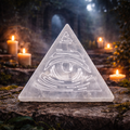 ✨👁️ Plaque de Sélénite – Motif 3ᵉ Œil (8 cm)