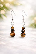 🐅 Boucles d’oreilles en Œil du Tigre – Crochet en Argent 925