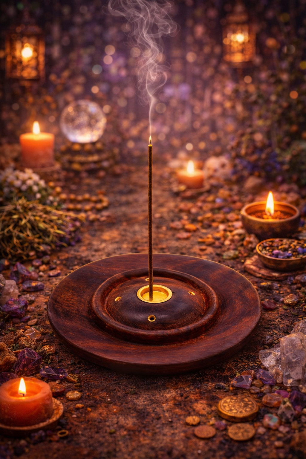 ✨🌿 Porte‑Encens Rond en Bois – 13 cm
